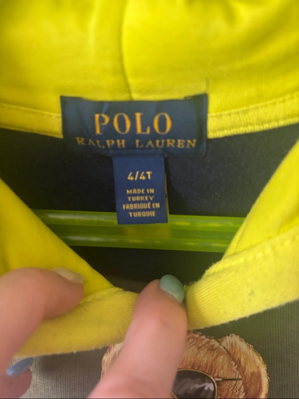 Polo Ralph Lauren Colorblock Polo Bear Hoodie - Olive, Blue & Orange - Picture 2 of 7